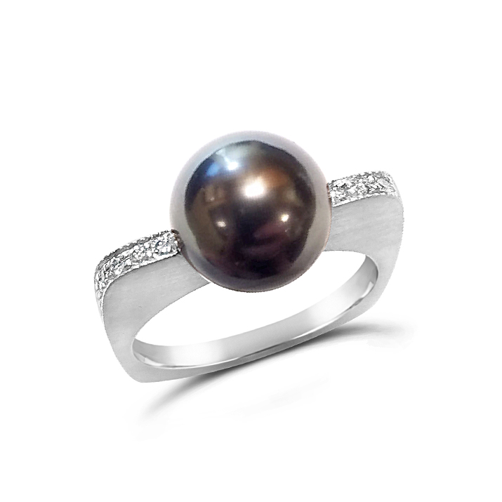 Black Tahitian Pearl and Diamond Ring - Michael's Creative Jewelry